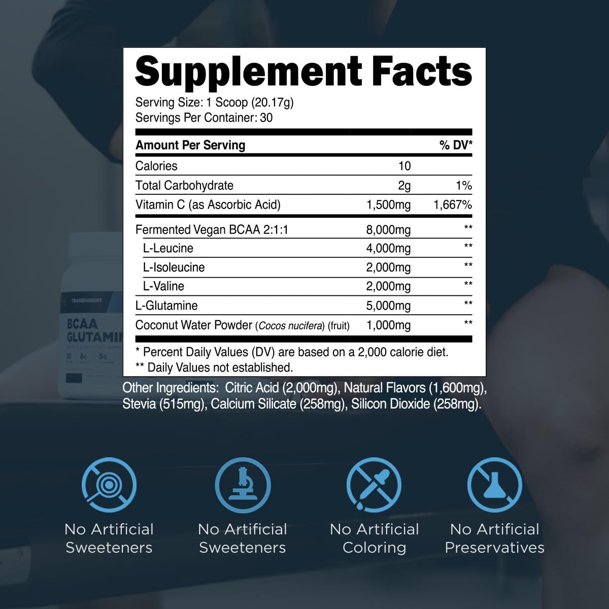 Transparent Labs BCAA Glutamine - 8000 mg of BCAA Powder Per Serving with L Glutamine for Post Workout Recovery, Muscle Growth, & Increased Endurance - 30 Servings, Strawberry Lemonade