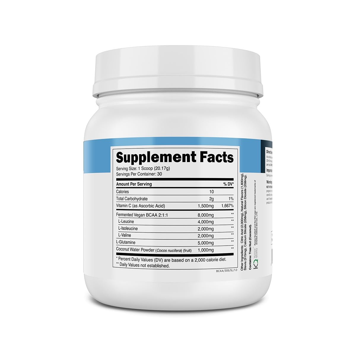 Transparent Labs BCAA Glutamine - 8000 mg of BCAA Powder Per Serving with L Glutamine for Post Workout Recovery, Muscle Growth, & Increased Endurance - 30 Servings, Strawberry Lemonade