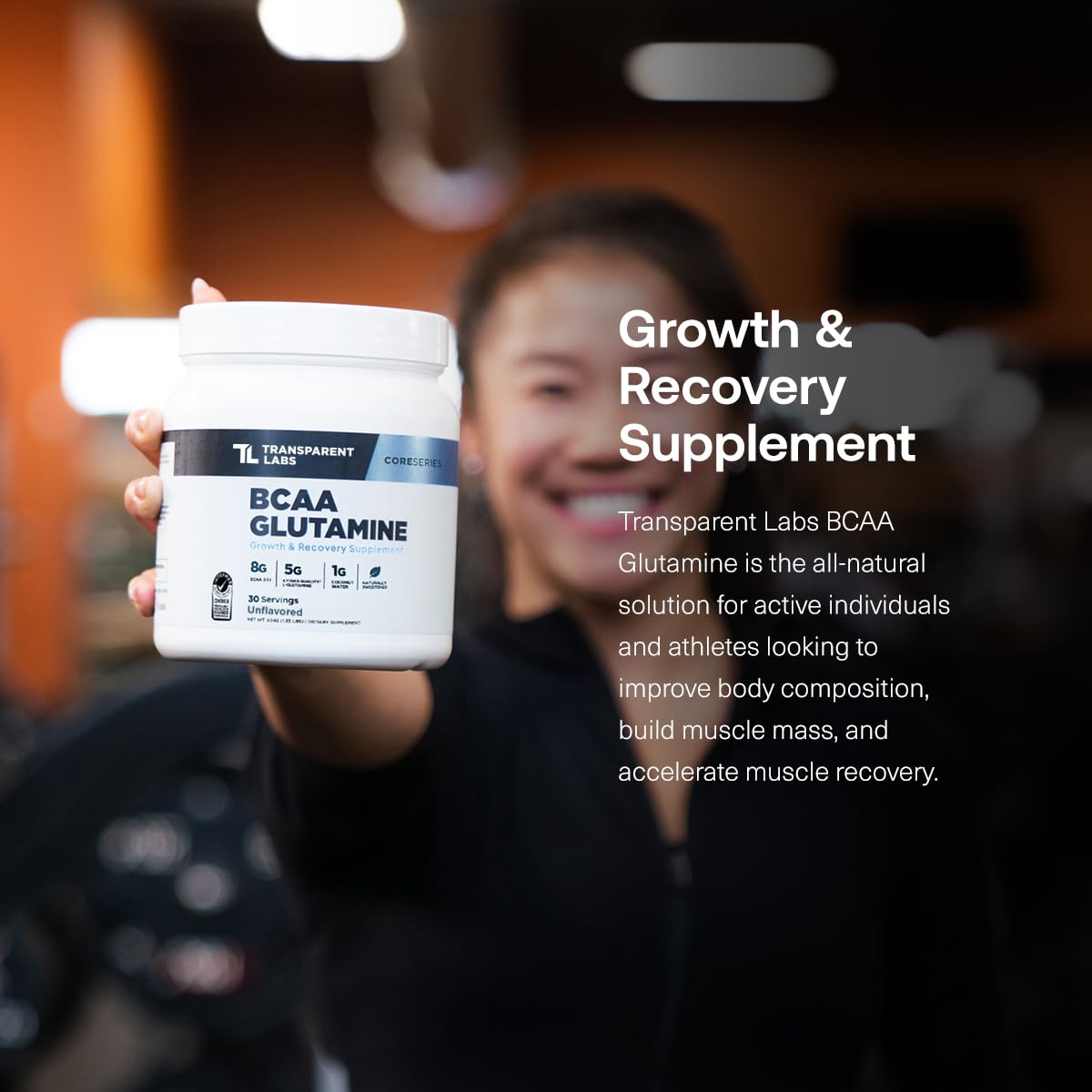 Transparent Labs BCAA Glutamine - 8000 mg of BCAA Powder Per Serving with L Glutamine for Post Workout Recovery, Muscle Growth, & Increased Endurance - 30 Servings, Strawberry Lemonade