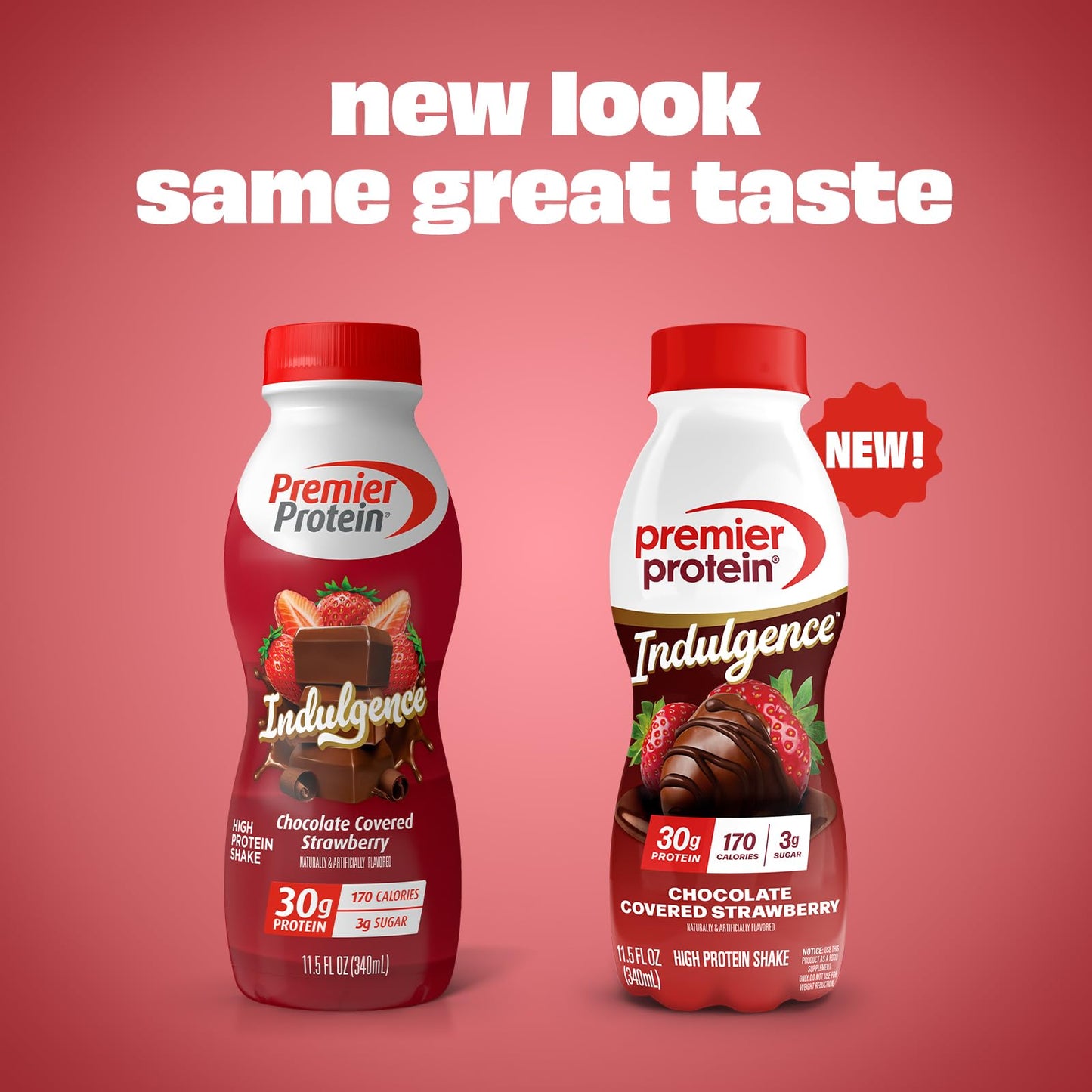 Premier Protein Shake INDULGENCE, Chocolate Covered Strawberry, 30g Protein, 170 Calories, 3g Sugar, 11.5 fl oz, 12 Pack (Packaging May Vary)
