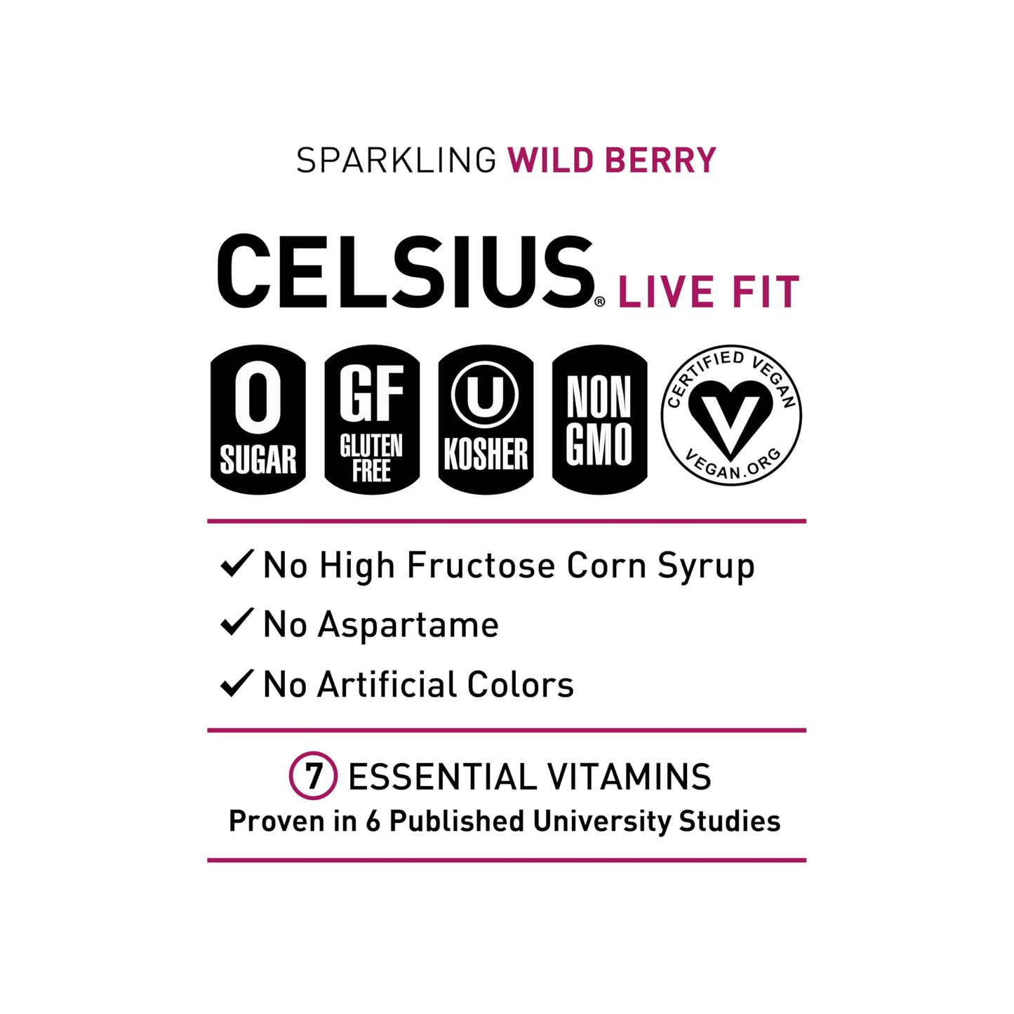 CELSIUS Sparkling Wild Berry, Sugar Free Energy Drink, 12 Fl Oz (Pack of 12)