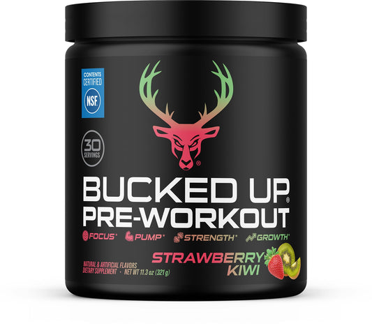 Bucked Up Pre Workout - Best Tasting - 6 Grams Citrulline, 2 Grams Beta Alanine Non Proprietary Blend, Powder (Strawberry Kiwi)