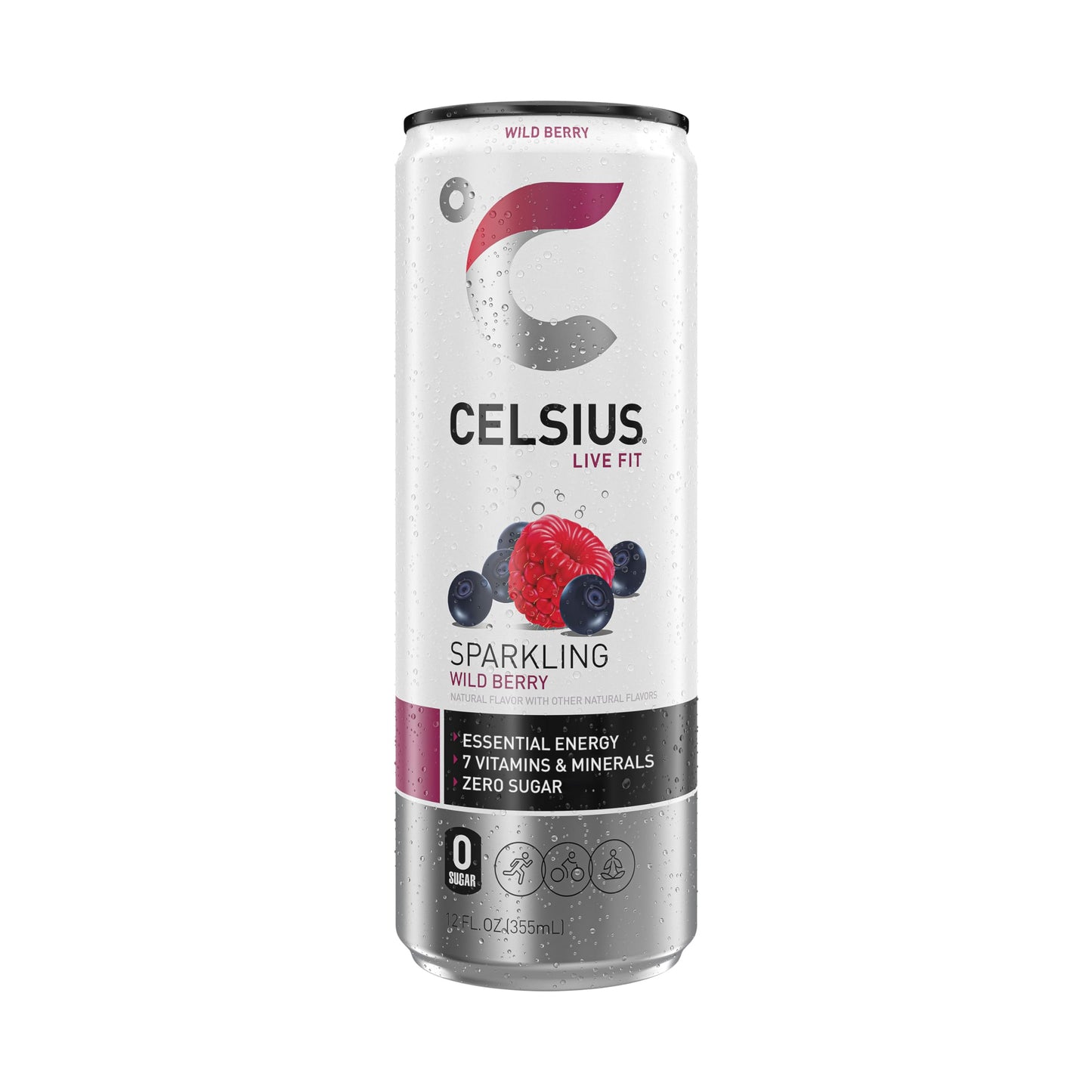 CELSIUS Sparkling Wild Berry, Sugar Free Energy Drink, 12 Fl Oz (Pack of 12)