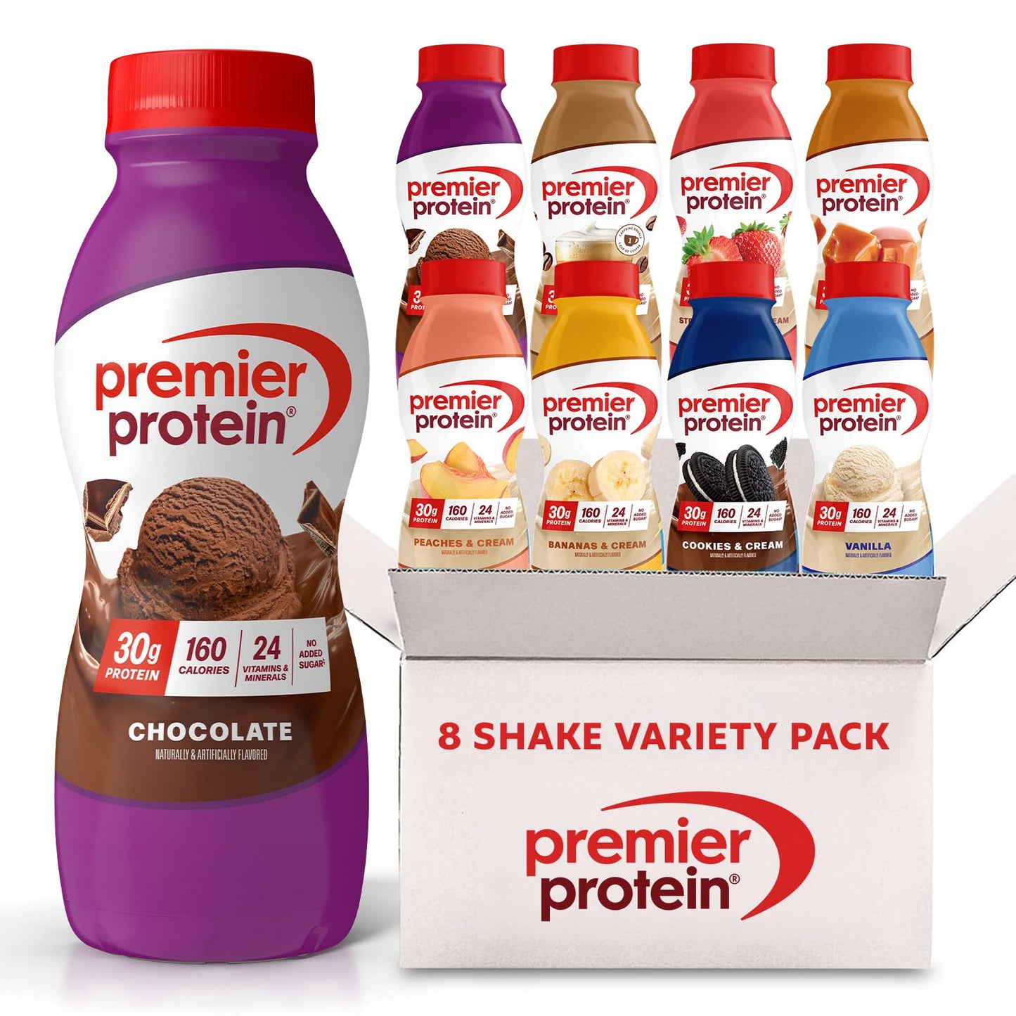 Premier Protein Shake, 8 Flavor Variety Pack, 30g Protein, No Added Sugar, 24 Vitamins & Minerals to Support Immune Health, Gluten-Free, 11.5 fl oz (8 Pack)