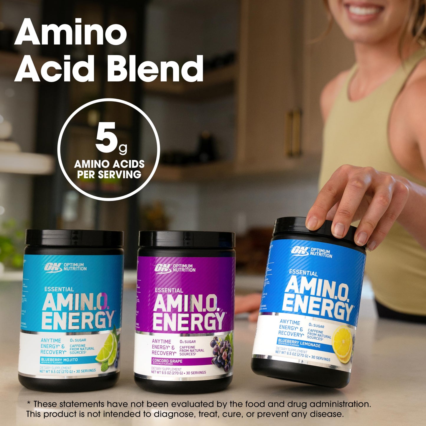 Optimum Nutrition Amino Energy - Pre Workout with Green Tea, BCAA, Amino Acids, Keto Friendly, Green Coffee Extract, Energy Powder - Fruit Fusion, 65 Servings (Packaging May Vary)