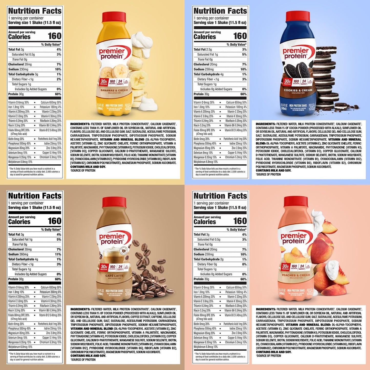 Premier Protein Shake, 8 Flavor Variety Pack, 30g Protein, No Added Sugar, 24 Vitamins & Minerals to Support Immune Health, Gluten-Free, 11.5 fl oz (8 Pack)