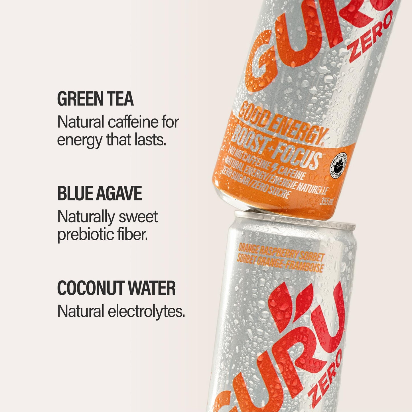 GURU Zero Sugar Energy Drink Variety Pack, Organic Sparkling Energy Drink with 140 MG Natural Caffeine & Coconut Water for Workouts, Performance & Midday Boost, Gluten Free, 6 Flavor Variety, 12 Fl Oz, 12 Pack
