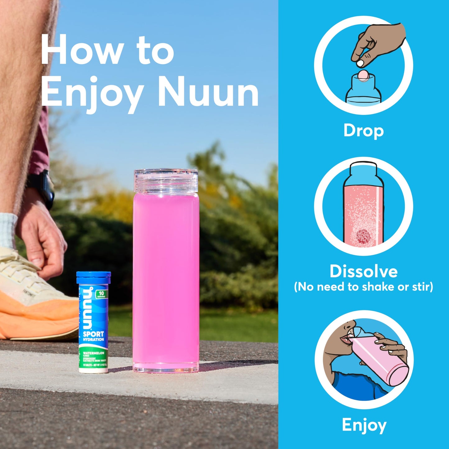 Nuun Sport + Caffeine Electrolyte Tablets – Dissolvable in Water, Variety Pack | 5 Essential Electrolytes for Hydration | 1g Sugar Drink Mix | Vegan, Non-GMO | 6 Pack (60 Total Servings)