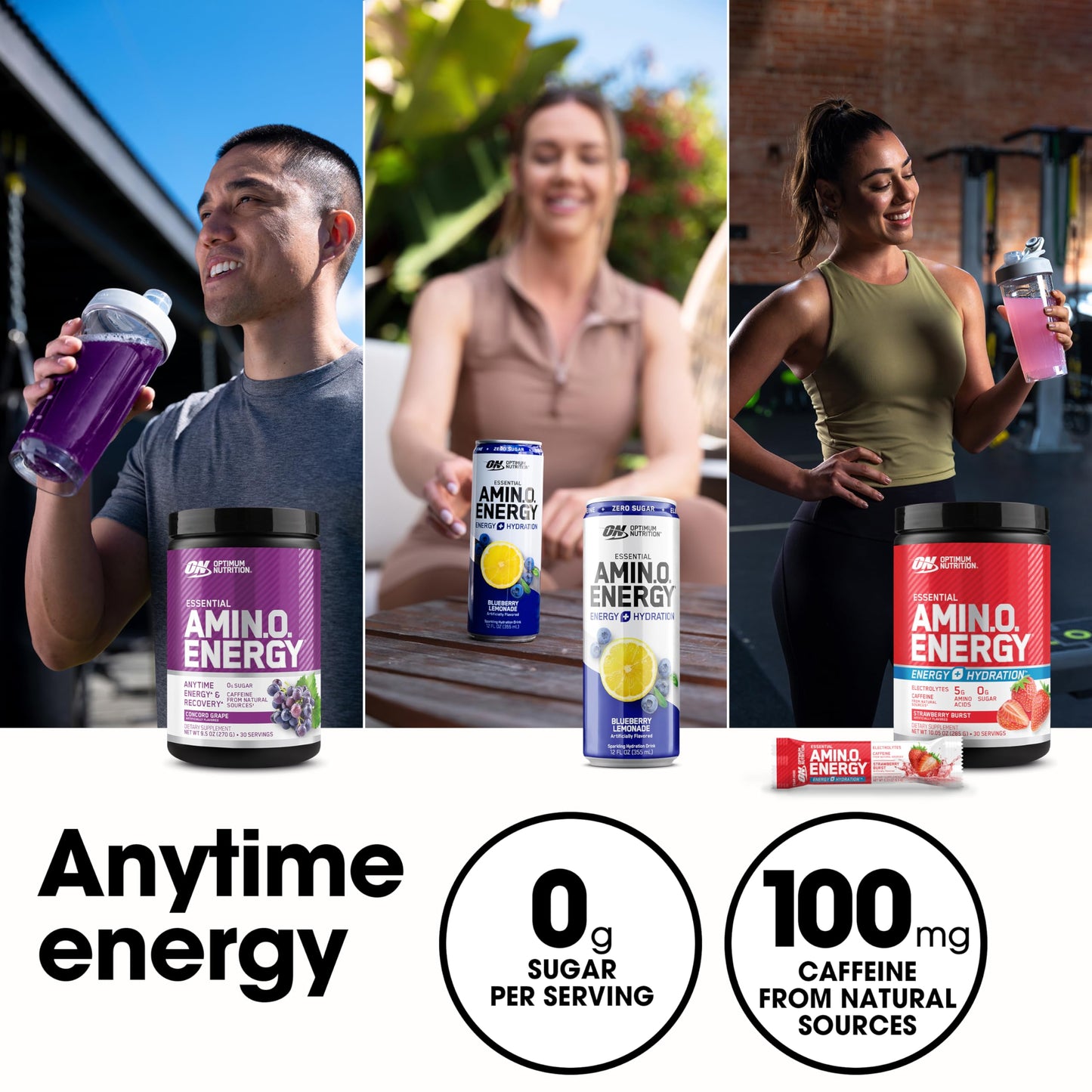 Optimum Nutrition Amino Energy - Pre Workout with Green Tea, BCAA, Amino Acids, Keto Friendly, Green Coffee Extract, Energy Powder - Fruit Fusion, 65 Servings (Packaging May Vary)