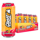 GHOST Energy Drink - 12-Pack, Strawbango, 16oz - Energy & Focus & No Artificial Colors - 200mg of Natural Caffeine, L-Carnitine & Taurine - Gluten-Free & Vegan