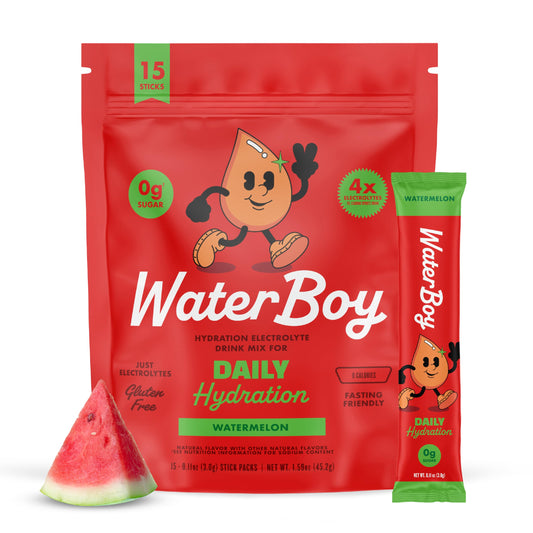 WaterBoy - Daily Hydration, Watermelon, Sugar Free Electrolytes Powder Drink Mix - 15ct Hydration Packets