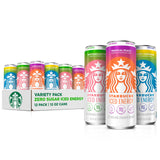 Starbucks Iced Energy Drink, 3 Flavor Variety Pack (Tropical Peach, Watermelon Splash, Blueberry Lemonade), Zero Sugar Energy Drink, Plant Based Caffeine, Hydration, Mental Clarity, 12x12 Fl Oz Cans
