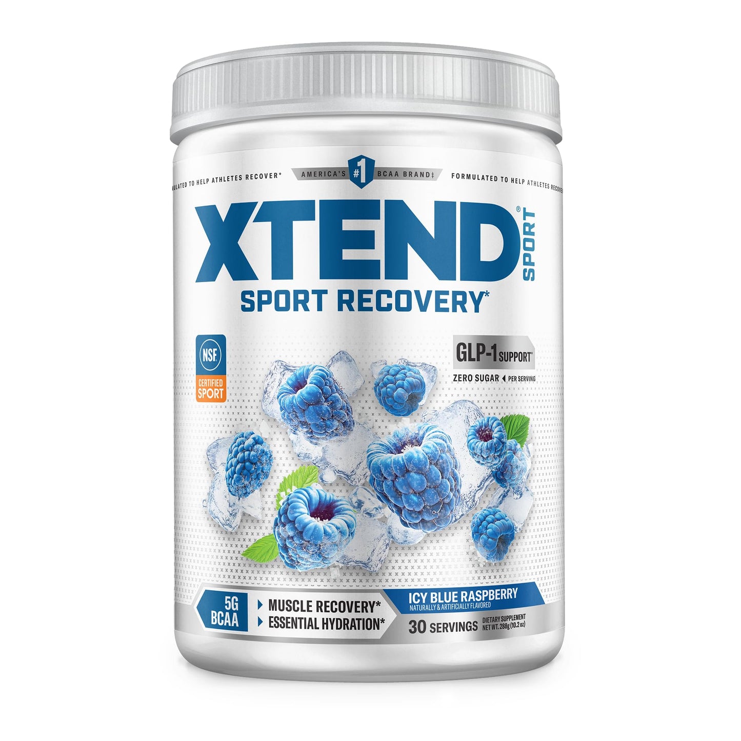 XTEND Sport BCAA Powder Blue Raspberry Ice - Electrolyte Powder for Recovery & Hydration with Amino Acids - 30 Servings